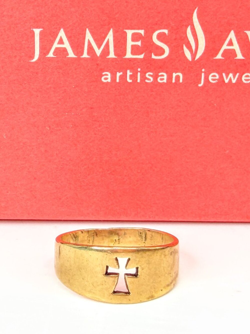 Vintage James Avery 10K Gold Narrow Crosslet Cutout Cross Ring Size 6 JR2002